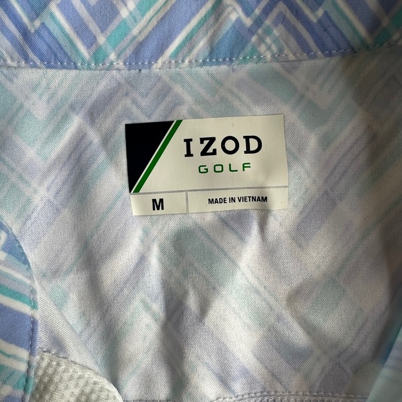 Izod Golf Blue Sleeveless Polo Shirt - Picture 3 of 5